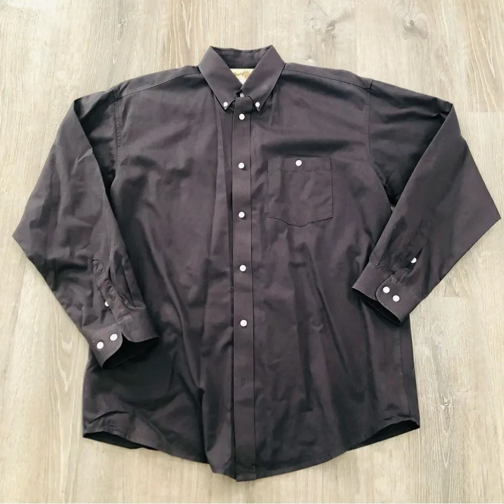 Wrangler 20x Long Sleeve Western Button Up Long Sleeve Shirt Gray Mens Large - Picture 1 of 11